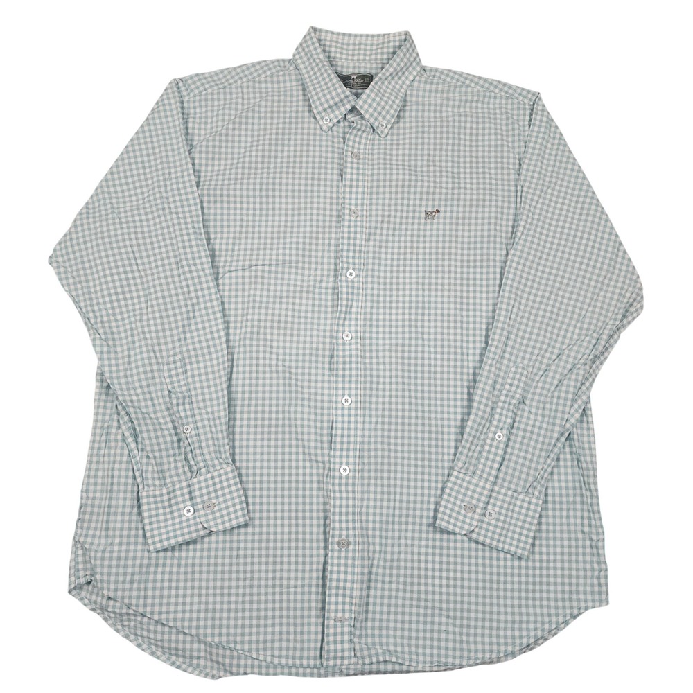 Southern Point Co Hadley Shirt Mens XL Mint Gingham Button Up Pointer Dog Cotton